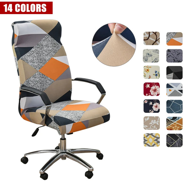Stretch Office Chair Cover with Arms Floral Printed Computer Rotating Chair Slipcover Desk Armchair Cover Seat Cover Anti-dirty