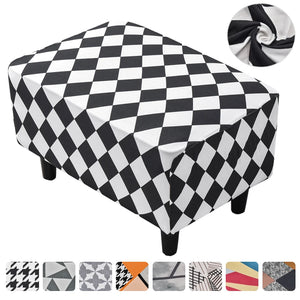 Printed Stretch Footstool Ottoman Cover