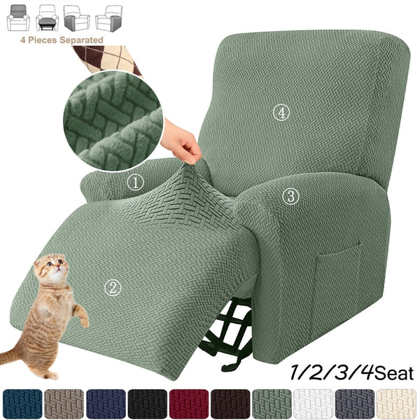 Stretch Recliner Sofa Cover Knitted Reclining Sofas Covers Anti-Dust Non-Slip Lazy Boy Chair Cover 1/2/3/4 Seats