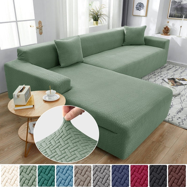 Stretch Sofa Slipcover Spandex Elastic Sectional Sofas Covers for Living Room Jacquard Chaise Longue Couch Coverd 1/2/3/4-seater