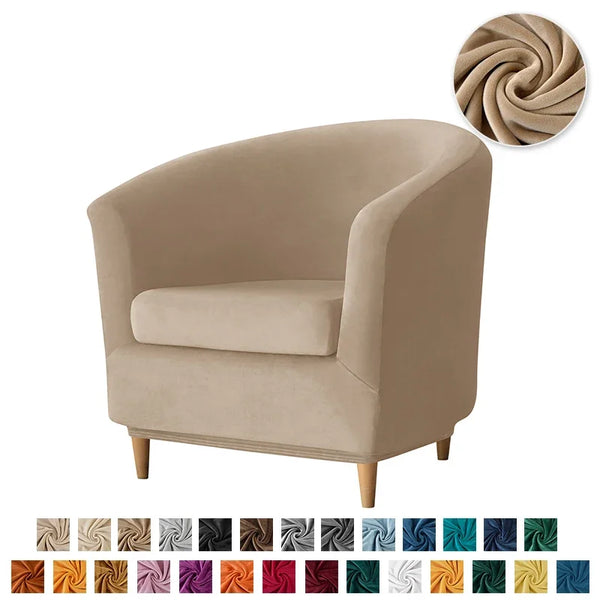 Stretch Velvet Club Tub Chair Covers Elastic Armchair Cover Solid Color Single Sofa Slipcovers for Bar Hotel Home Living Room