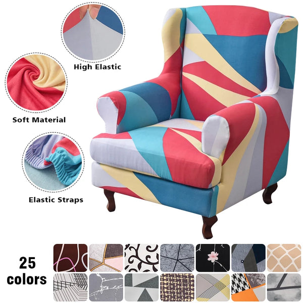 Stretch Wing Chair Covers Printed Wingback Chair Slipcovers Armchair Slipcover Furniture Protector Chair Covers for Living Room