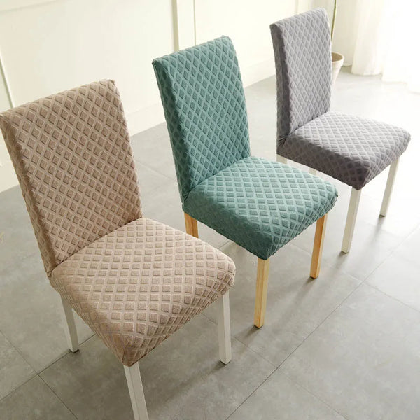 Three-dimensional Diamond Elastic Dining Chair Covers Elastic Jacquard Chair Cover With Backrest For Kitchen Xl High Back