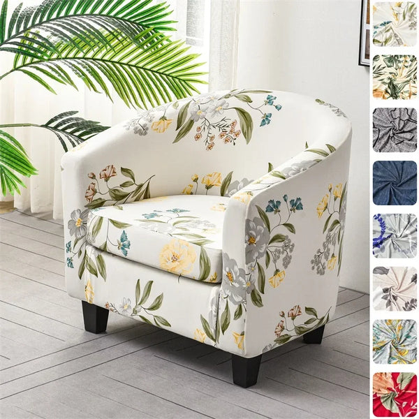 Tub Chair Covers Stretch Club Couch Armchair Slipcovers Nordic Flowers Elastic Single Sofa Covers Living Room Bar Counter Hotel