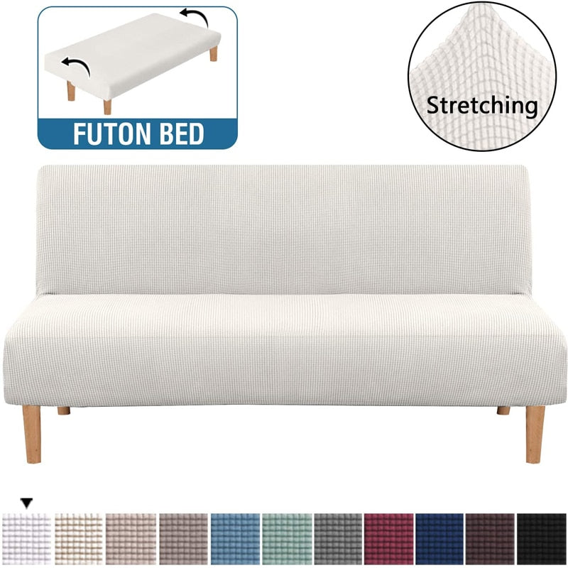 Universal White Armless Covers Sofa Bed Cover Folding Modern Slipcovers Stretch White Covers Couch Elastic Futon Spandex Cover