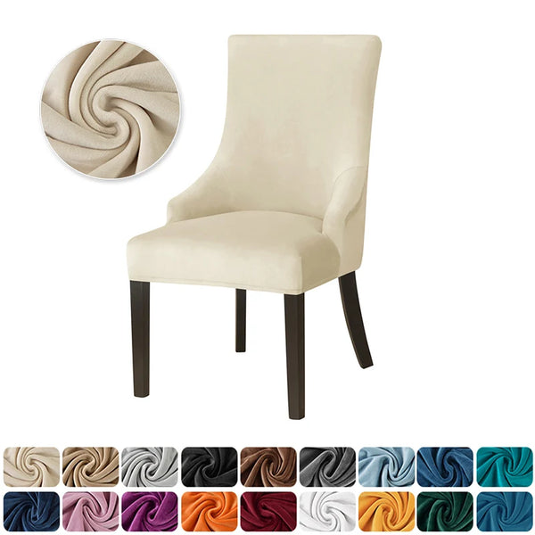 Velvet Elastic Dining Chair Cover Strech Spandex Chair Covers High Back Sloping Arm Chairs Slipcovers for Banquet Home Decor