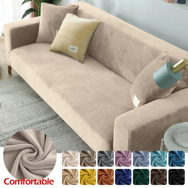 Velvet Elastic Sofa Covers 1/2/3/4 Seats Solid Couch Slipcovers L Shaped Sofa Cover Protector Bench Covers
