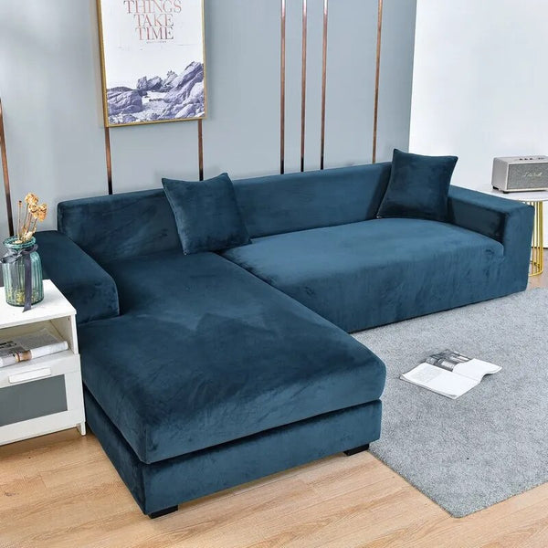 Velvet Plush Sofa Cover All-inclusive Elastic Sectional Couch Cover Chaise Longue L Shaped Thicken Corner Covers