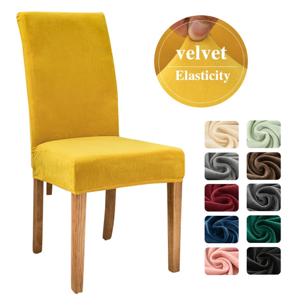 Velvet Stretch Chair Slipcover Elastic Spandex Chair Cover for Dining Room Kitchen Wedding Banquet Hotel Housse De Chaise