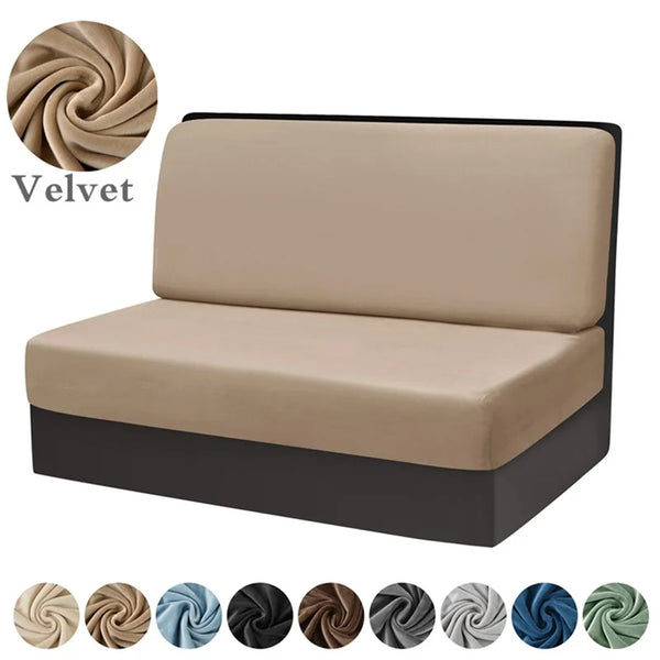 Velvet RV Dinette Cushions Covers 2pcs/set Elastic Armless Couch Cover Outdoor Booth Seat Bench Backrest Slipcover RV Camper Car