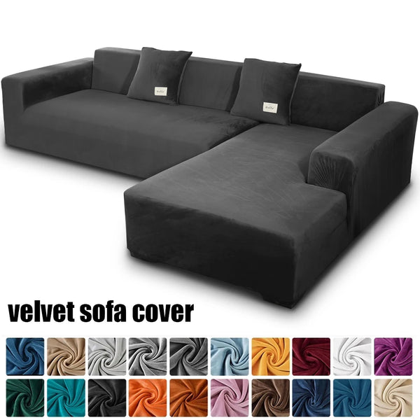 Velvet Sofa Covers Elastic Sectional Couch Cover L Shaped Sofa Slipcovers Case Armchair Chaise Lounge Case for Living Room