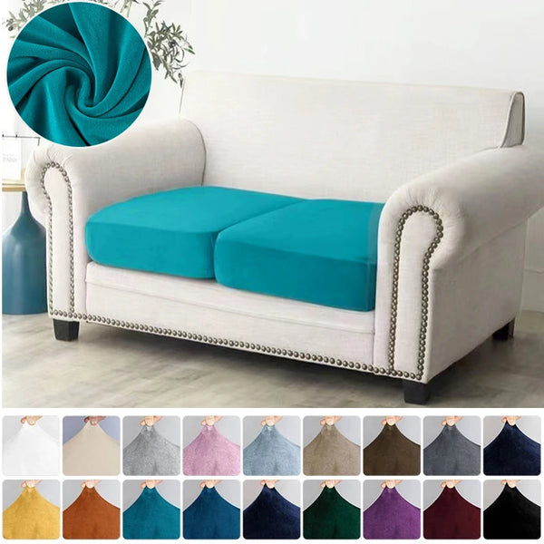 Velvet Sofa Cushion Covers Stretch Armchair Chair Slipcover Solid Color Soft Seat Cover Thick Furniture Protector for Pet Kid