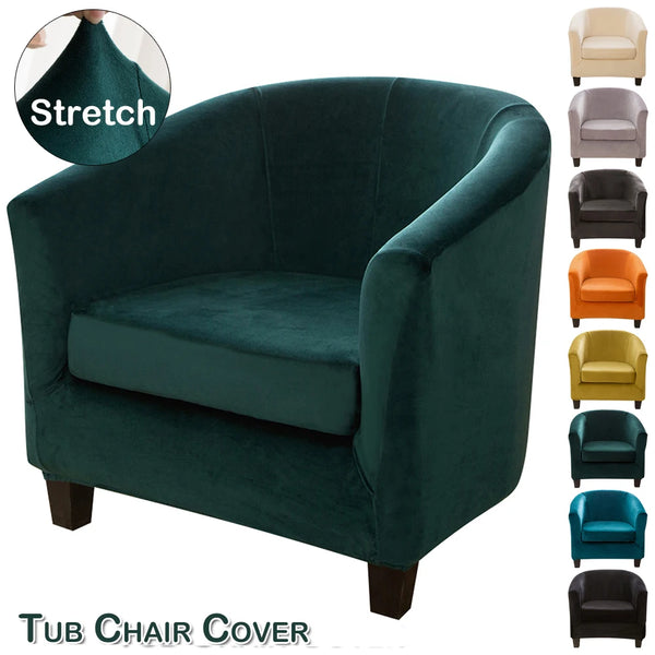 Velvet Tub Chair Covers Pub Club Sofa Fitted Single Armchair Covers Accent Chair Protector Stretch Barrel Chair Slipcovers