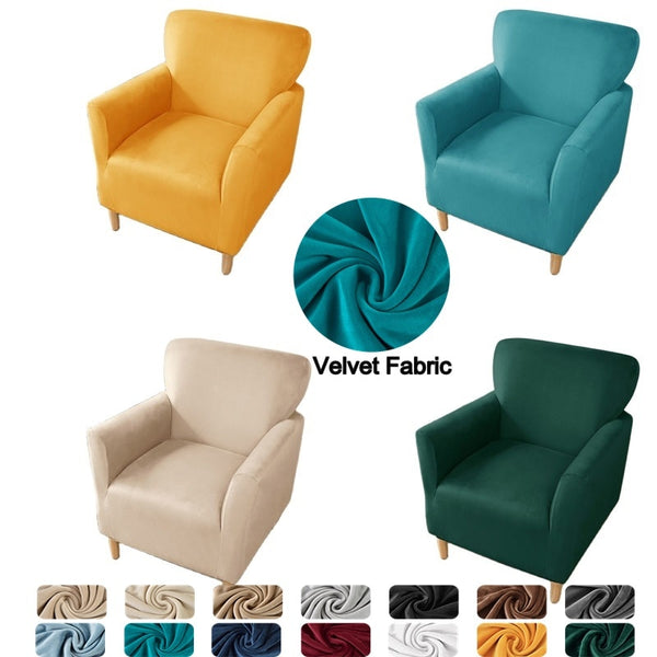 Velvet Tub Sofa Cover for Living Room Elastic Club Armchair Slipcovers Stretch Single Couch Chair Covers Home Bar Counter Hotel