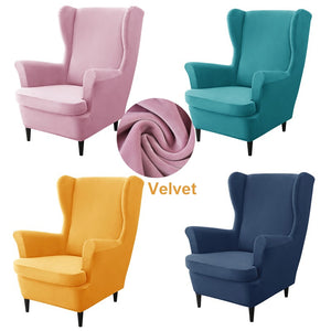 Velvet Wingback Chair Cover with Cushion