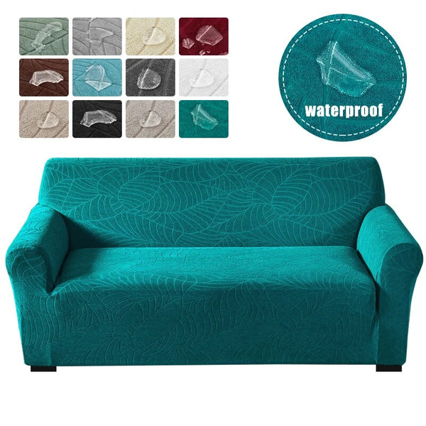 Water Resistant Sofa Slipcover Jacquard Leaf Pattern Sofa Covers Couch Covered for Living Room Thick Fabric Furniture Protector 1/2/3/4 Seats
