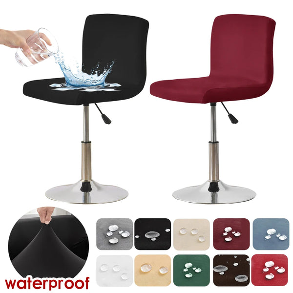 Waterproof Bar Stool Chair Covers Short Back Office Rotating Lift Chair Slipcover Elastic Seat Cover for Hotel Banquet Dining