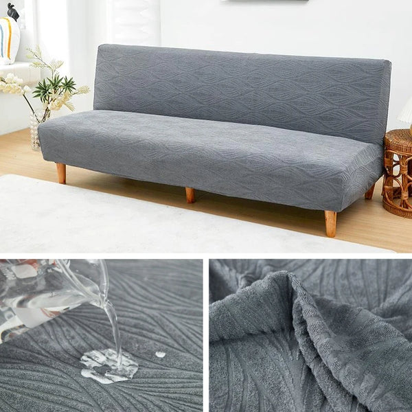 Waterproof Jacquard Fabric Stretch Armless Sofa Bed Covers Protector Without Armress Sofa Cover Elastic Slipcover