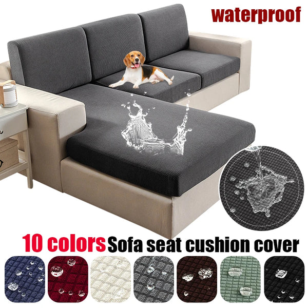 Waterproof Jacquard Sofa Cushion Cover for Living Room Kid Pets Solid Color Sofa Slipcover Couch Cover Seat Cushion Washable Removable