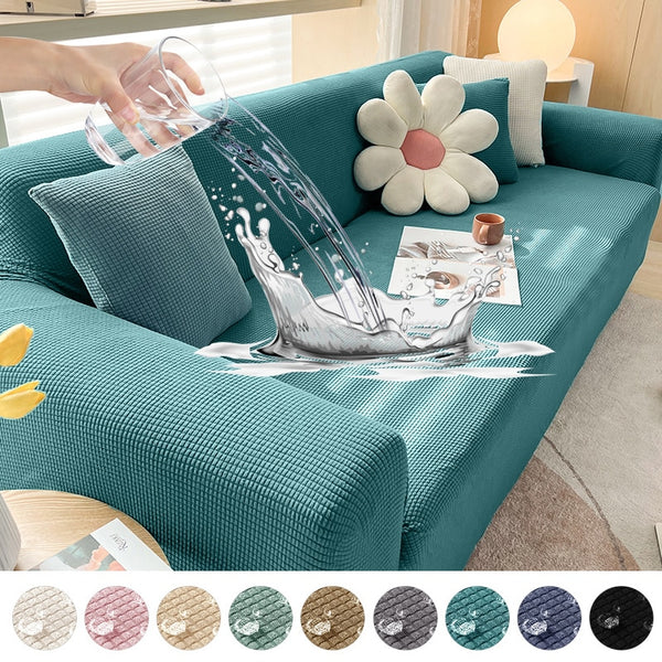 Jacquard Waterproof Sofa Covers 1/2/3/4 Seats Solid Couch Cover L Shaped Sofa Cover Protector Bench Covers