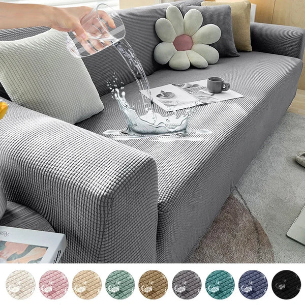 Jacquard Waterproof Grey Sofa Covers 1/2/3/4 Seats Solid Couch Cover L Shaped Sofa Cover Protector Bench Covers