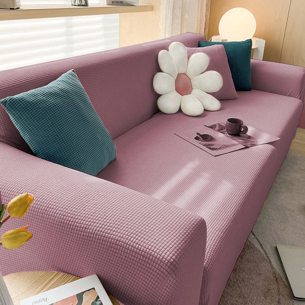 Jacquard Waterproof Pink Sofa Covers 1/2/3/4 Seats Solid Pink Couch Cover Sofa Covers