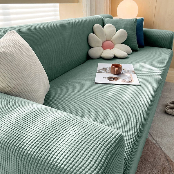 Waterproof Jacquard Green Sofa Covers 1/2/3/4 Seats Solid Couch Cover Green Color Sofa Cover Protector Bench Covers