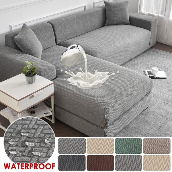Waterproof Jacquard Sofa Covers 1/2/3/4 Seats Solid Texture Pattern Chair Couch Cover L Shaped Corner Sofa Protector Bench Cover
