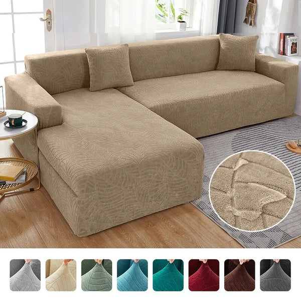 Waterproof Jacquard Corner Sofa Covers Elastic Corner 1/2/3/4 Seats Solid Couch Cover L Shaped Sofa Cover Protector Covers