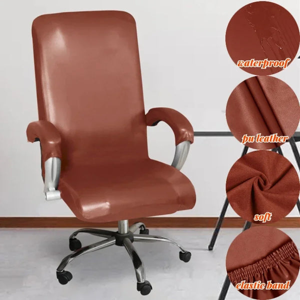 Waterproof Office Chair Covers Pu Leather Computer Gaming Chairs Slipcover Rotating Removable Armchair Protector Cover Study Room