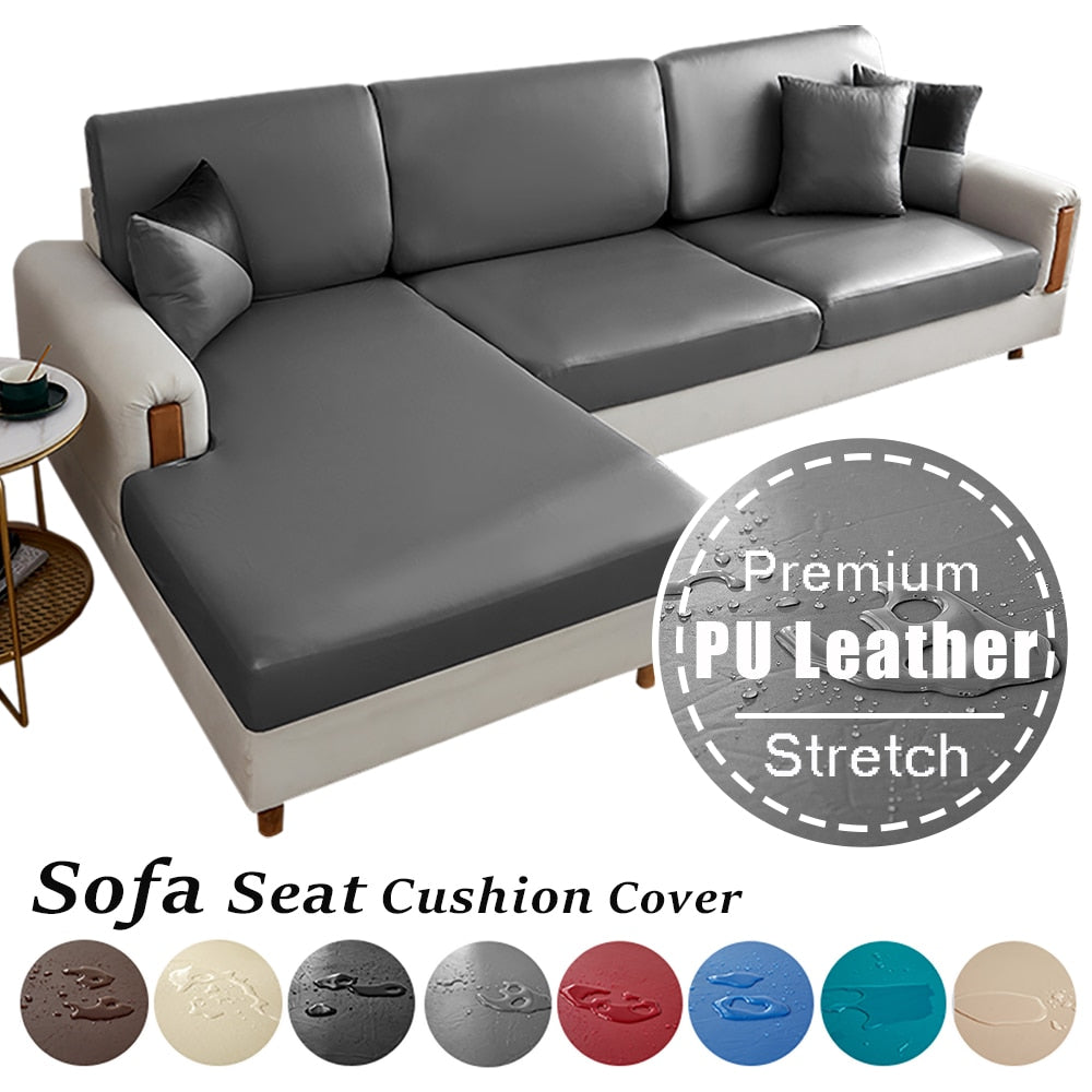 Tailored waterproof PU leather sofa cushion covers for a sleek UK living room
