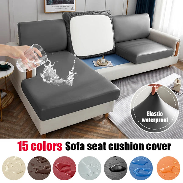 Waterproof Sofa Seat Cushion Covers for Living Room PU Leather Oil-proof Anti-cat Scratch Couch Cover Seat Cushion Washable