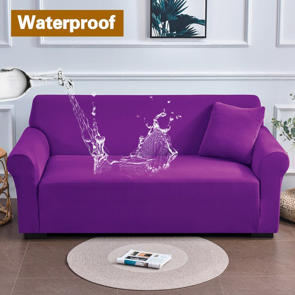 Waterproof Purple Sofa Slipcover Elastic Purple Sofa Covers Purple Couch Covered 1/2/3/4 Seats for Living Room Pets