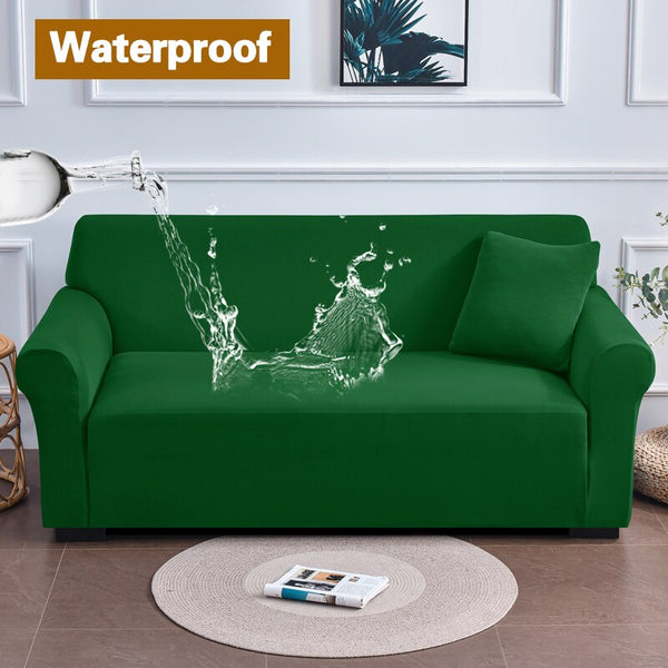 Waterproof Green Sofa Covers Elastic Thin Sofa  Slipcover for Living Room Pets Green Couch Covered 1/2/3/4 Seats