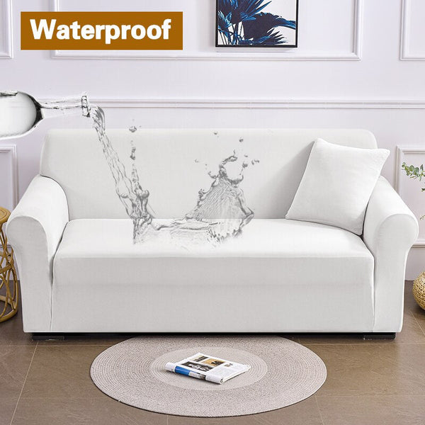 Waterproof White Sofa Slipcover Elastic Thin Sofa Cover for Living Room Pets White Couch Covered 1/2/3/4 Seats Furniture Protector