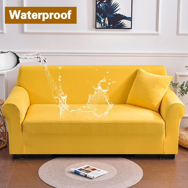 Waterproof Yellow Color Sofa Cover Elastic Thin Slipcovers Yellow Couch Covered 1/2/3/4 Seats Furniture Protector