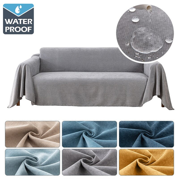 Waterproof Solid Color Sofa Throw Cover All-weather Sofa Blanket Dust-proof Cloth For Bedroom Living Room Sofa Cushion