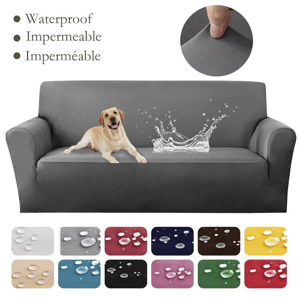 Waterproof Solid Color Sofa Covers for Pets Kids Elastic Corner Couch Cover L Shaped Chaise Longue Slipcover Chair Protector