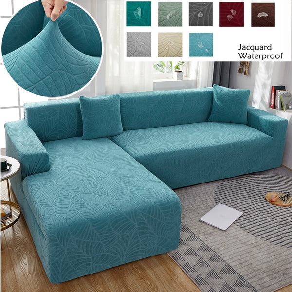 Waterproof Solid Elastic L-Shape Sofa cover for Living Room 1/2/3/4 Seats Stretch Jacquard Spandex Corner Couch Bench Sofa Cover