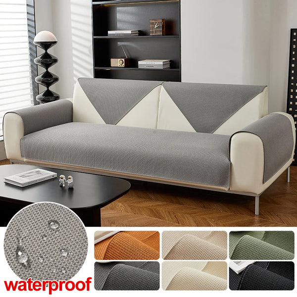 Waterproof Waffle Sofa Covers Towel Solid Throw Color Living Room Anti-slip Combination Sofa Cushion Cover Furniture Protection