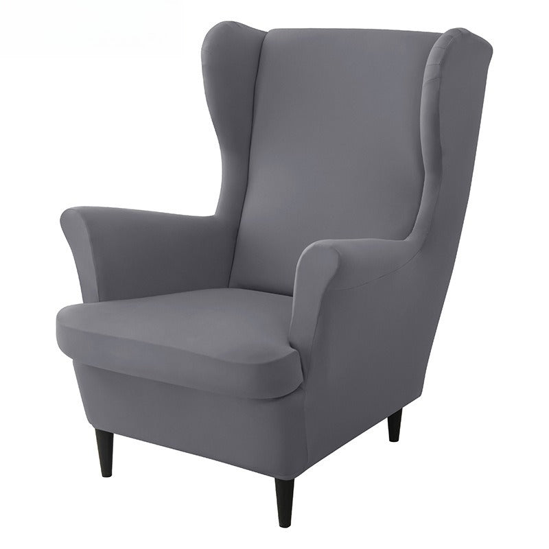 Stretch Wingback Armchair Cover Solid Colour Wing Chair Covers with Seat Cushion Cover Elastic Removable Sofa Couch Protector