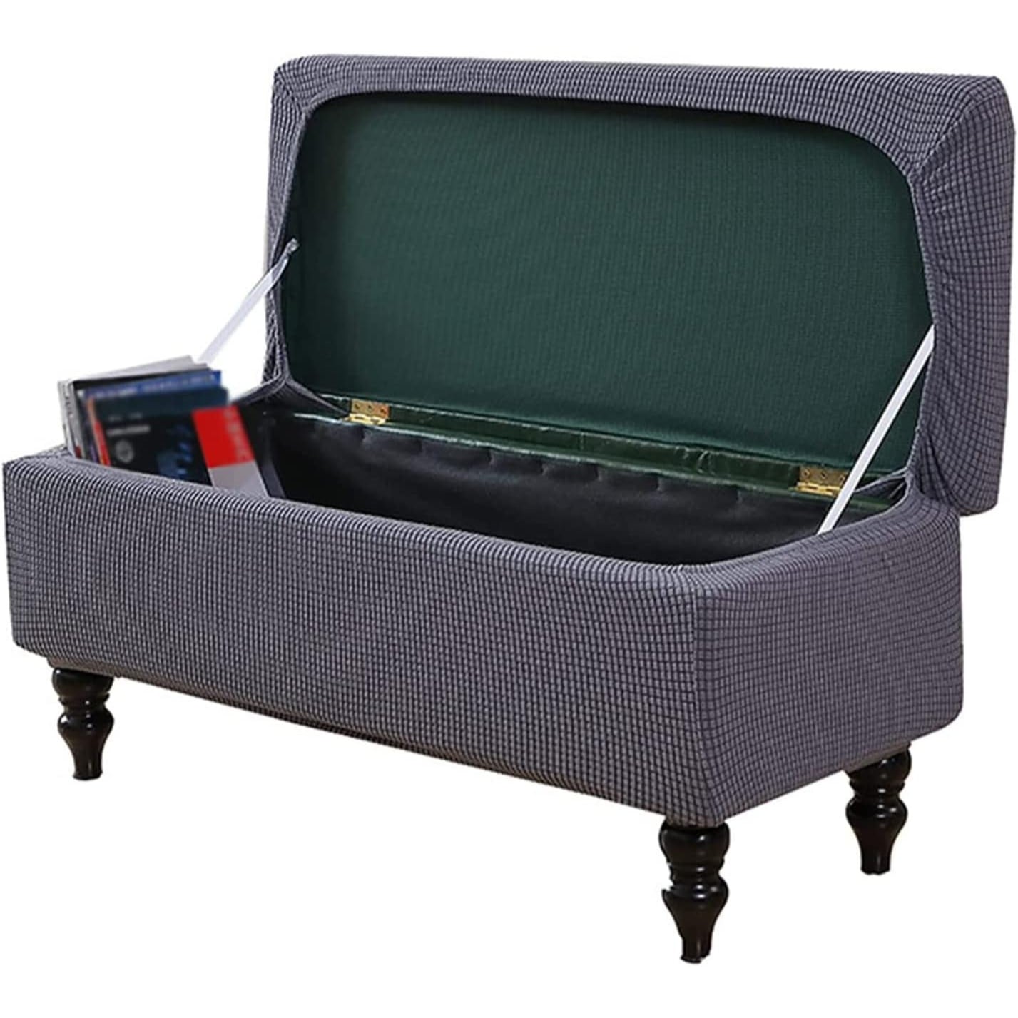 Ottoman Cover Rectangle, Soft Removable Washable Footstool Protector Covers Elastic Storage Ottoman Slipcover for Cats Dogs