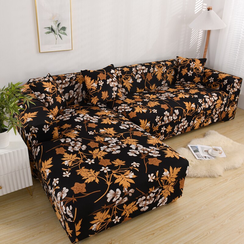 Printed L Shape Sofa Covers for Living Room Sofa Protector Anti-dust Elastic Stretch Covers for Corner Sofa Cover