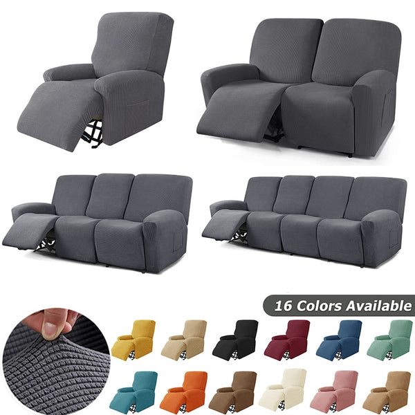 Recliner Cover 1/2/3/4 Seater Knitted Recliner Sofa Covers Lazy Boy Relax Armchair Cover Elastic Sofa Protector Lounge Home Pets Anti-Scratch