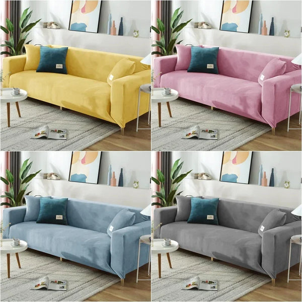 Plush Velvet Sofa Cover Stretch Wrap All-inclusive Sofas Cover 1/2/3/4 Seat for Living Room Funda ArmChair Couch Slipcovers