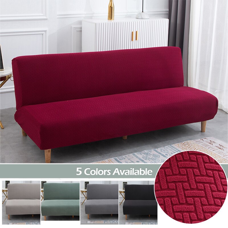 3 Different Sizes Jacquard Fabric Armless Sofa Bed Cover Sofa New Year Decor Slipcovers Stretch Protector Elastic Bench Cover