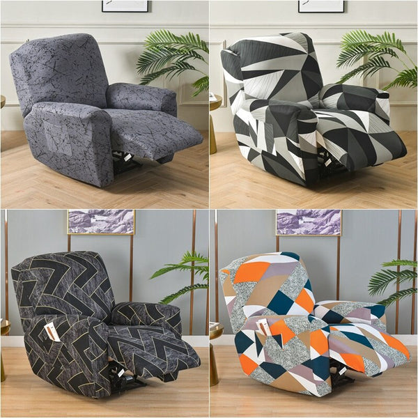 4 Pieces Flower Recliner Sofa Cover Elastic Reclining Chair Cover for Living Room Lazy Boy Relax Armchair Protector Slipcovers Recliner Sofa Cover