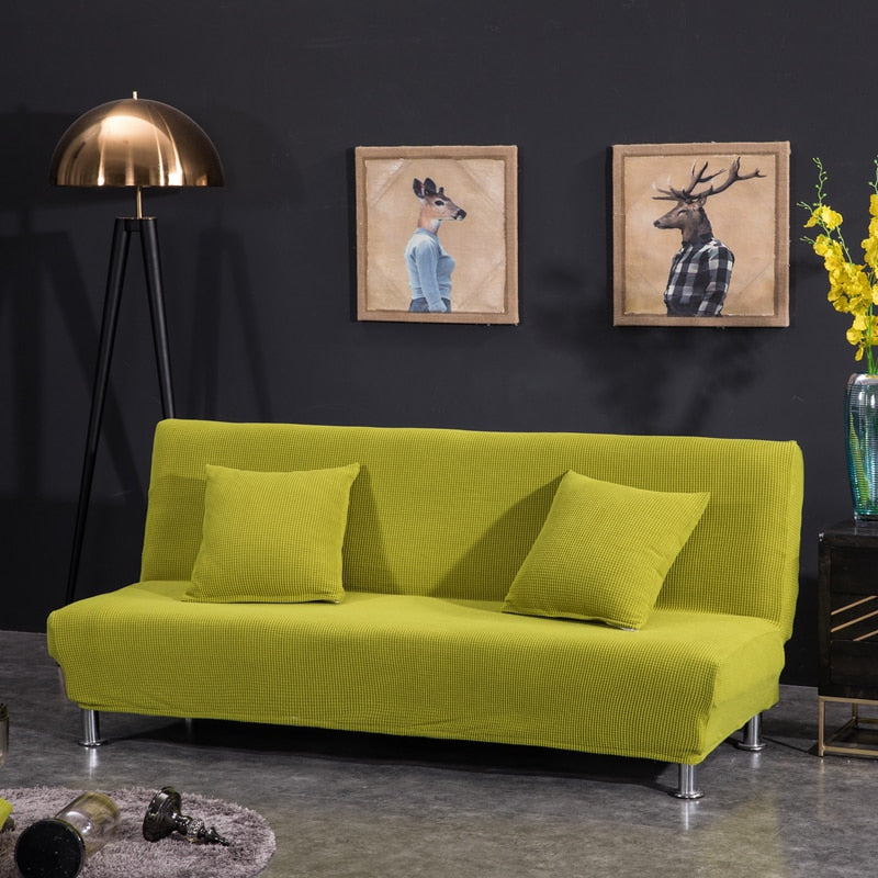Armless Sofa Bed Cover Polar Fleece Without Armrest Printed Covers Stretch Slipcover Folding Furniture Decoration Bench Covers