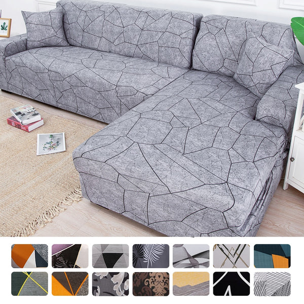 Elastic Sofa Cover Stretch Sectional Corner Couch Cover Universal Cover 1/2/3/4 Slipcover,L Shaped  1/2/3/4 Seats Covers L Shape Sofa Cover