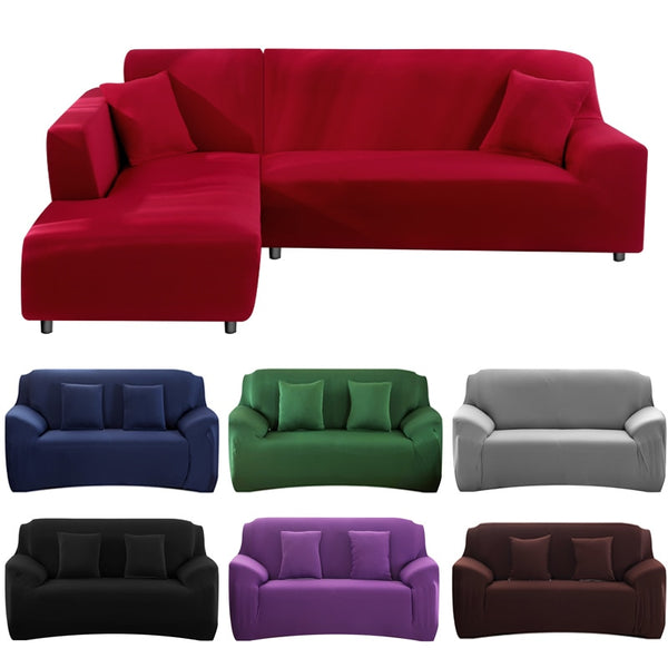 Elasticity Sofa Cover Extensible Couch Cover SofaCovers Sectional Solid Color Single/two/three/four Seats Corner Sofa Cover L Shape Need Buy 2pcs